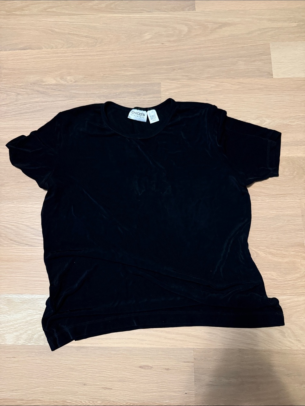 Chico's Black Velvet Short Sleeve Top